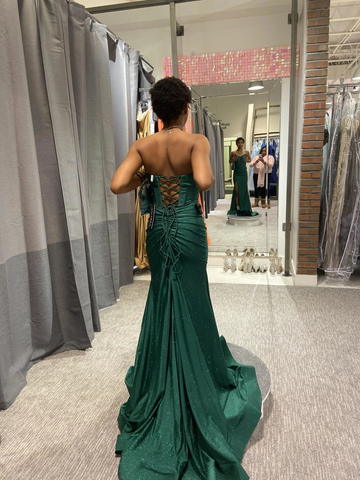 Green Mermaid Sleeveless Evening Dress with Slit Y5920 by simplepromdress
