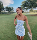Strapless Blue Floral Mini Homecoming Dress Summer Dress Y2646 by simplepromdress