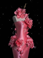 Pretty Pink Satin 3D Flowers Mermaid Prom Dress Long Evening Dress Y8339 by simplepromdress