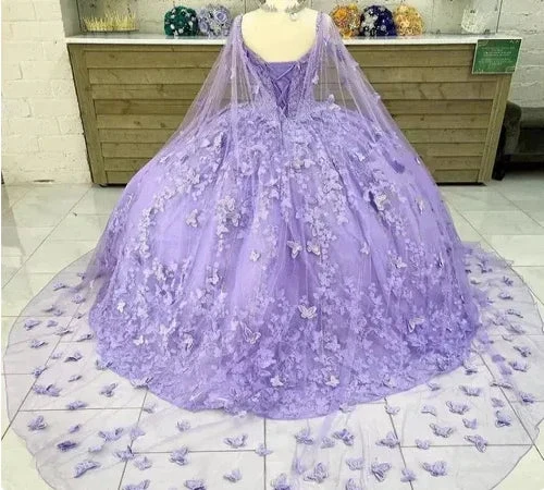Luxurious Lavender Ball Gown With Butterflies,Sweet 16 Dress Y6755 by simplepromdress
