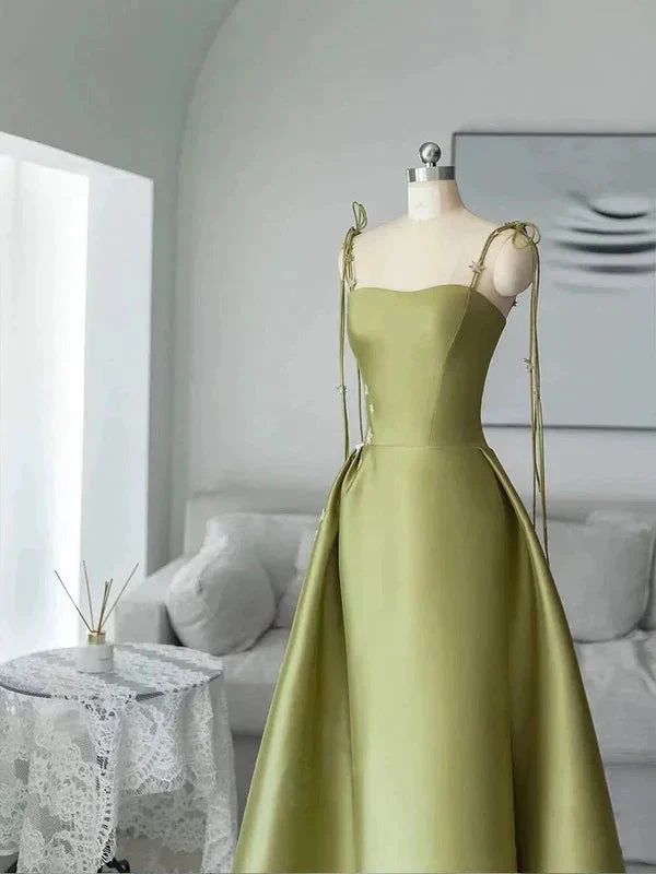 Spaghetti Straps Satin Prom Dress A-line Simple Floor Length Evening Gown Y7011 by simplepromdress