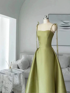 Spaghetti Straps Satin Prom Dress A-line Simple Floor Length Evening Gown Y7011 by simplepromdress