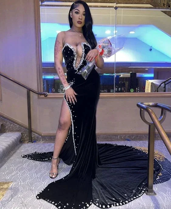 Black Prom Dresses Long Mermaid Formal Party Gowns Evening Dress Y1652 by simplepromdress