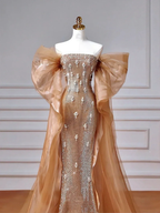 Luxury Off The Shoulder Tulle Beaded Prom Dress Long Mermaid Evening Dress Y8610 by simplepromdress