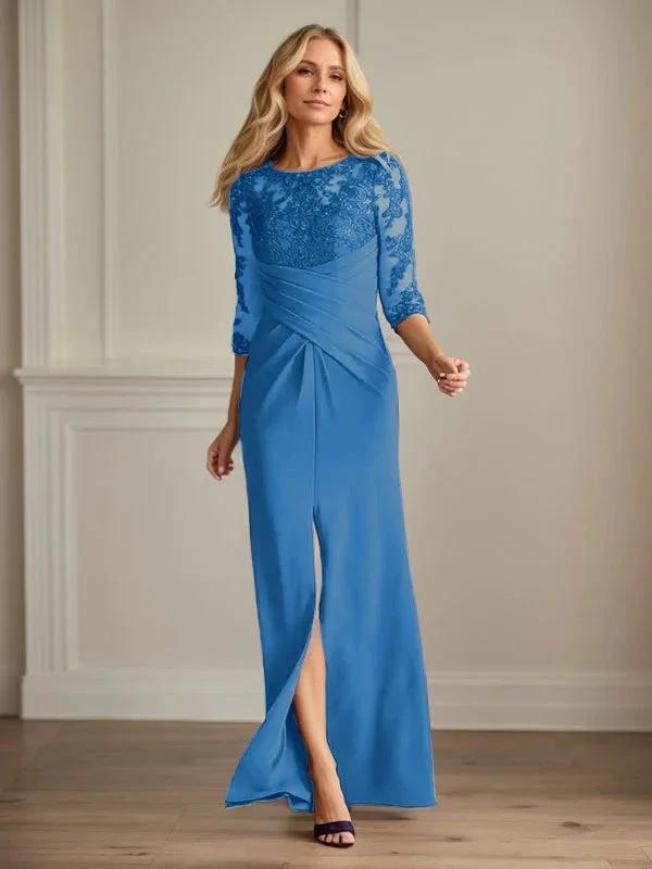 Plum Sheath Lace Stretch Crepe Mother of the Bride Dress by Dreamylily