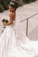 Off The Shoulder A-Line White Wedding Dress Romantic Bridal Gowns by misshow.com
