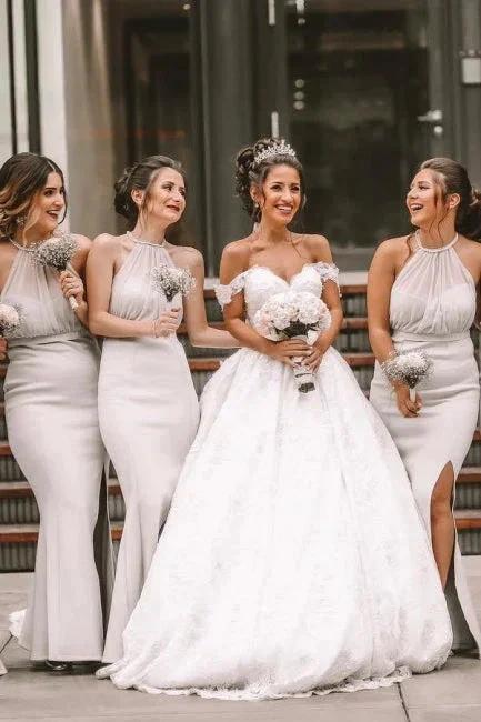 Off The Shoulder A-Line White Wedding Dress Romantic Bridal Gowns by misshow.com