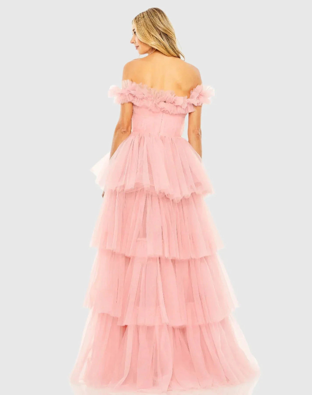 Off the Shoulder High Low Tulle Prom Gown SYP179 by vivymakudress