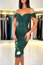 Off the shoulder sweetheart Dark Green Homecoming Dress by misshow.com