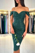 Off the shoulder sweetheart Dark Green Homecoming Dress by misshow.com
