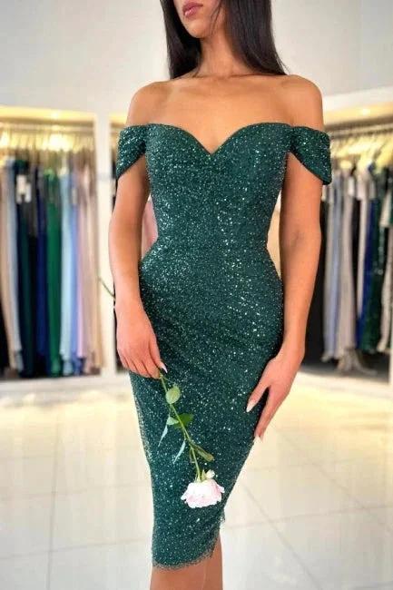 Off the shoulder sweetheart Dark Green Homecoming Dress by misshow.com