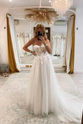 Off Shoulder Sweetheart Lace Appliques Modest Wedding Dress WD666 by pgmdress