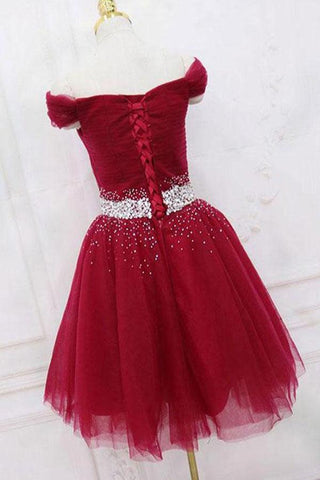 Off The Shoulder Black Homecoming Dress Tulle Short Prom Dress PD468