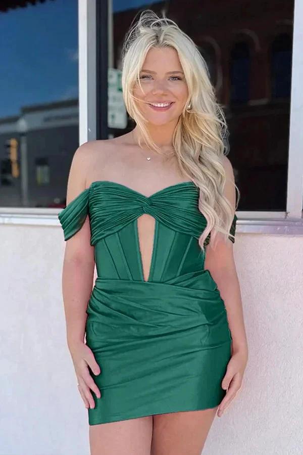 Off The Shoulder Tight Fuchsia Homecoming Dress Cocktail Dress PD559 by pgmdress