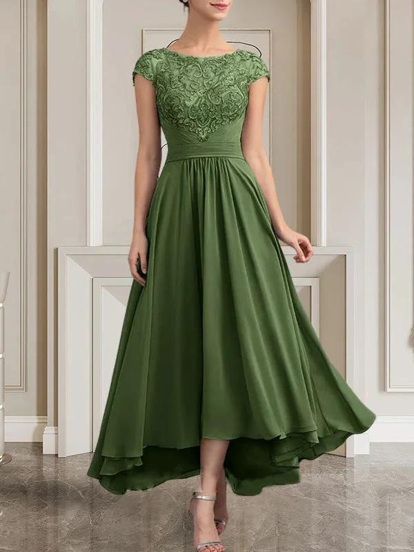 A-line Scoop Floor-Length Lace Chiffon Mother of the Bride Dress With Sequins by Dreamylily