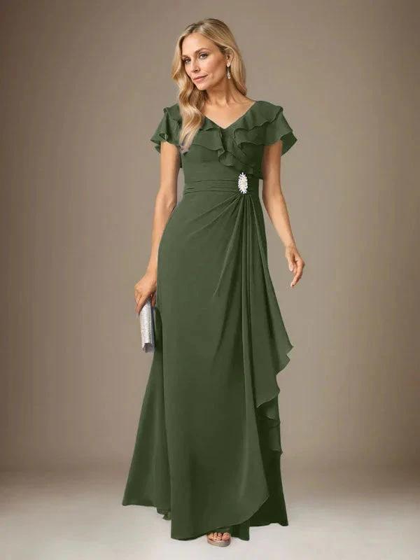 Stormy A-Line V-Neck Ruched Chiffon Dress by Dreamylily