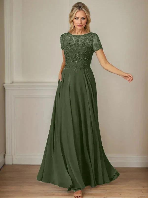 Dark Navy A-Line Boatneck Sequins Chiffon Dress by Dreamylily