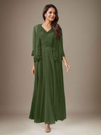 Plum A-Line Sequins Chiffon Dress