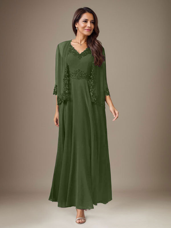 Plum A-Line Sequins Chiffon Dress