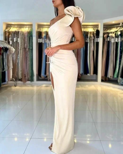 One Shoulder Mermaid High Split Prom Dress by misshow.com