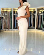 One Shoulder Mermaid High Split Prom Dress by misshow.com