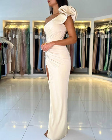 One Shoulder Mermaid High Split Prom Dress