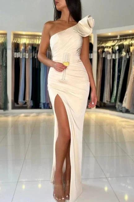 One Shoulder Mermaid High Split Prom Dress by misshow.com