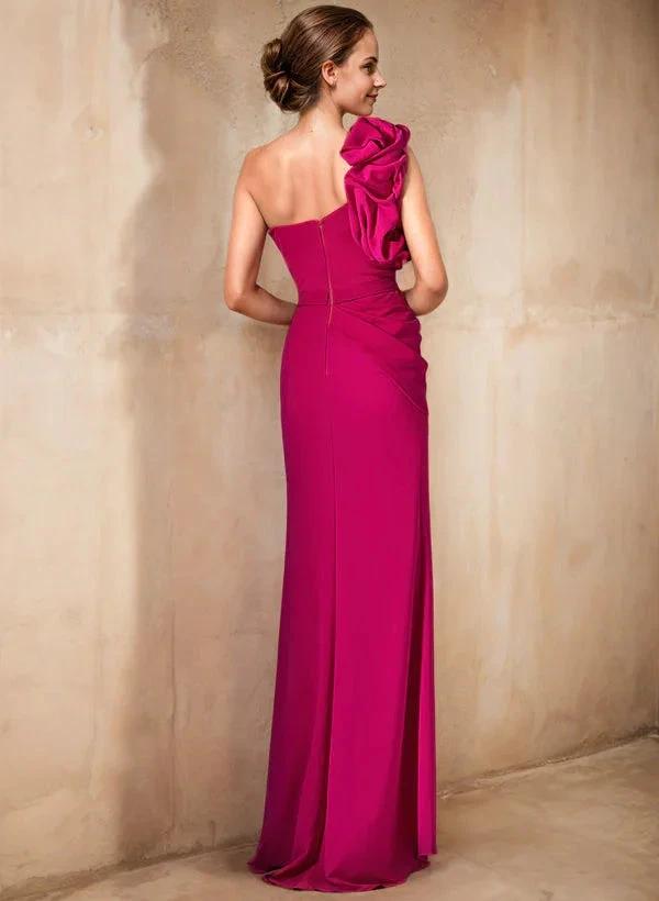 Sheath/Column One-Shoulder Mother of the Bride Dresses with Split Side by Dreamylily