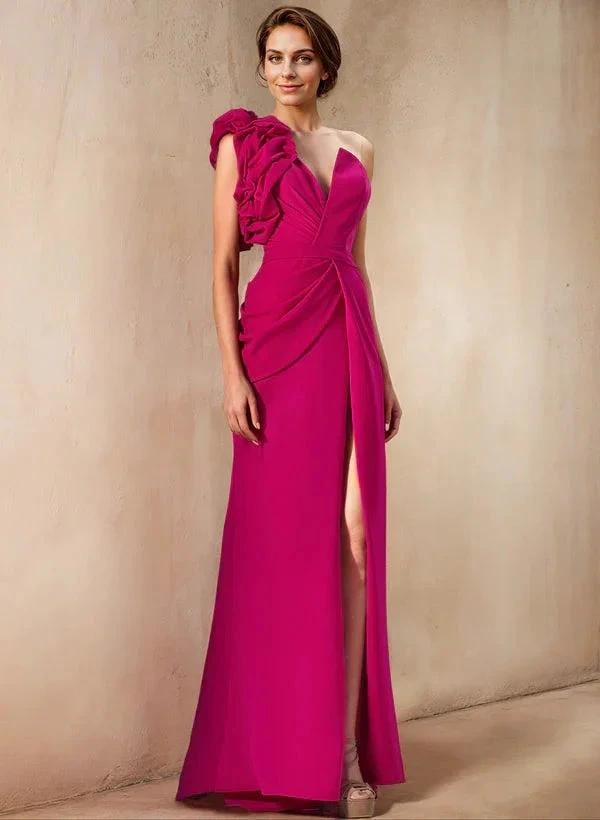 Sheath/Column One-Shoulder Mother of the Bride Dresses with Split Side by Dreamylily