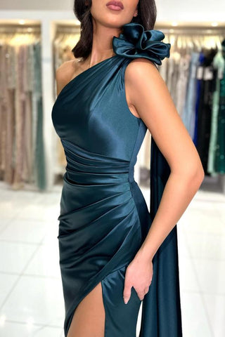Elegantes vestidos de fiesta largos hasta el suelo, sin mangas, con un solo hombro y abertura frontal