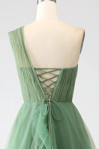 Vestido de fiesta de un solo hombro, corte A, SYP183