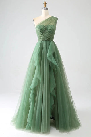 Vestido de fiesta de un solo hombro, corte A, SYP183