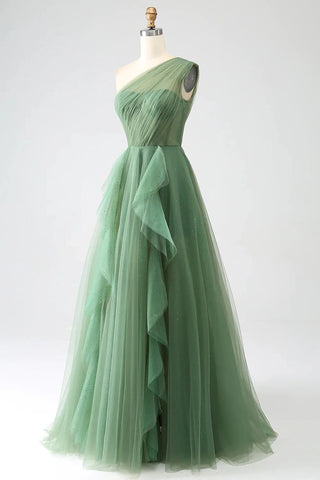 Vestido de fiesta de un solo hombro, corte A, SYP183