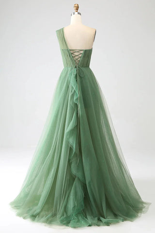 Vestido de fiesta de un solo hombro, corte A, SYP183