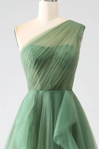 Vestido de fiesta de un solo hombro, corte A, SYP183