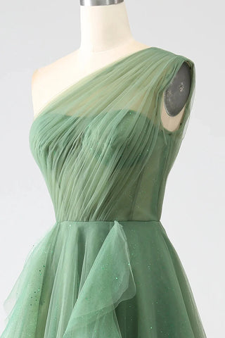 Vestido de fiesta de un solo hombro, corte A, SYP183