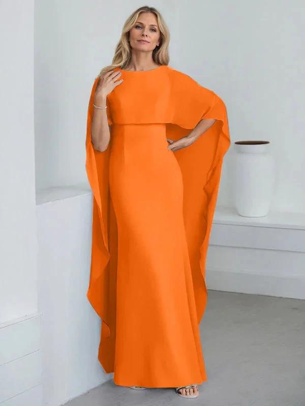 Sheath Scoop Floor-Length Chiffon Mother of the Bride Dress With Cascading Ruffles by Dreamylily