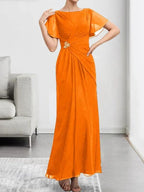 A-line Scoop Illusion Tea-Length Chiffon Lace Mother of the Bride Dress With Beading Sequins by Dreamylily