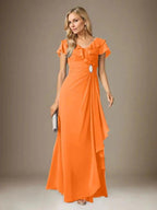 Stormy A-Line V-Neck Ruched Chiffon Dress by Dreamylily