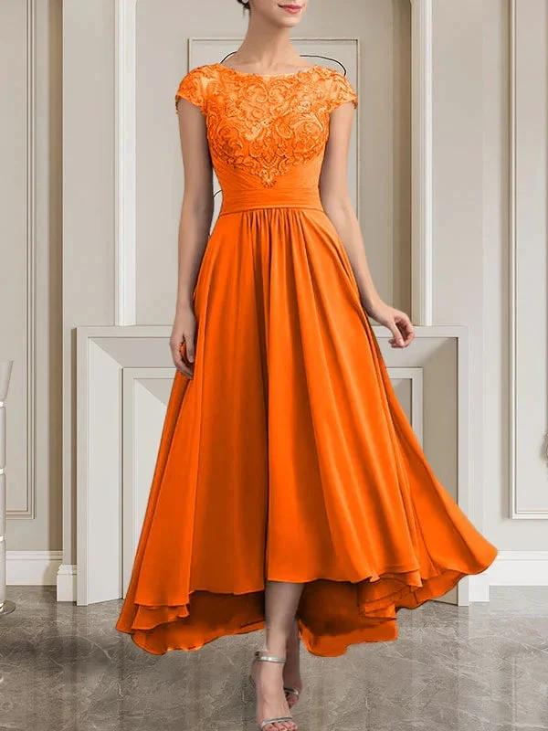 A-line Scoop Floor-Length Lace Chiffon Mother of the Bride Dress With Sequins by Dreamylily