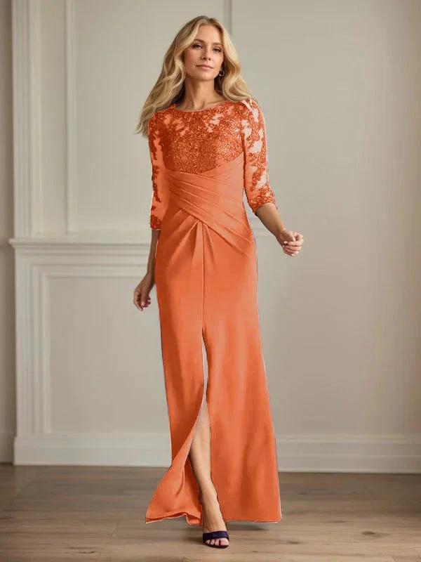 Plum Sheath Lace Stretch Crepe Mother of the Bride Dress by Dreamylily