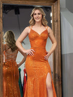 Emaree | Sparkly Mermaid V Neck Sequins Long Prom Dresses with Slit by KissProm