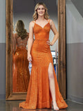 Emaree | Sparkly Mermaid V Neck Sequins Long Prom Dresses with Slit by KissProm