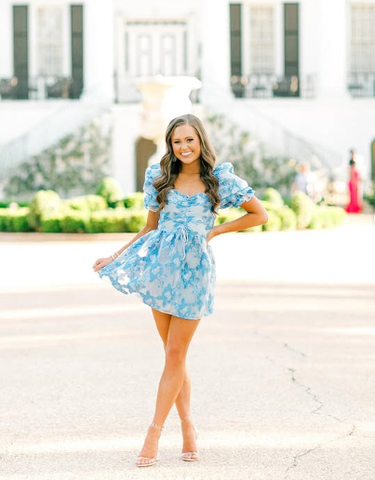Retro Style Floral A-line Short Homecoming Dress Summer Outfit Dress Y2957