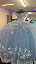 Fairy Blue Princess Prom Dress Tulle Appliques Ball Gown Quinceanera Dress Y7838 by simplepromdress