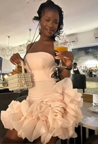 Unique Strapless Hot Pink Pleated Homecoming Dress Short Birthday Dress Y7853 by simplepromdress