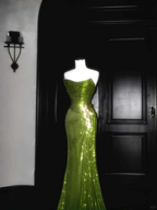 Unique Strapless Green Sequin Prom Dress Long Mermaid Evening Dress Y8659 by simplepromdress