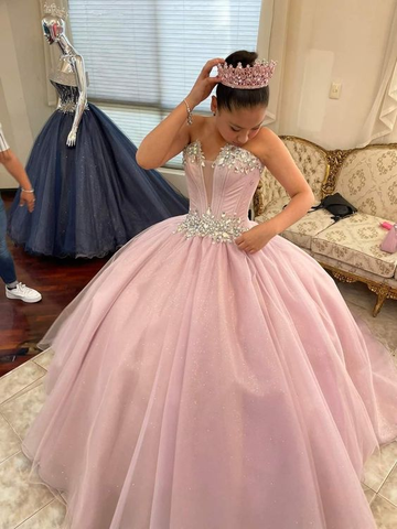 Vestido de quinceañera sin tirantes con purpurina, vestido de fiesta para dulces 16 Y2840