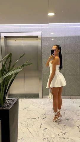 Cute White Strapless Homecoming Dress White Party Dress Y1888