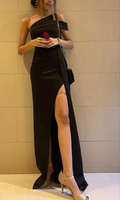 Elegant Black Sheath Long Evening Dress With Split Y6891 by simplepromdress